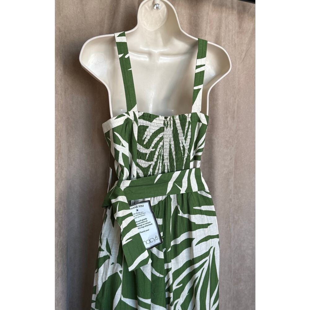 Adrianna Papell Green Ivory Palm Print Wide Leg Jumpsuit 12 NWT - Picture 13 of 16